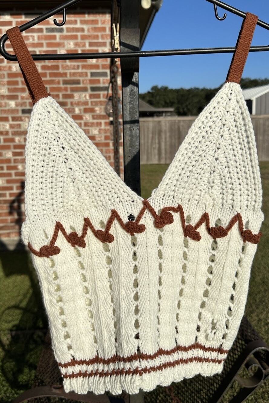 Cider Crochet White Brown Halter Fairycore Grunge Hippie Boho NWT Top Size M